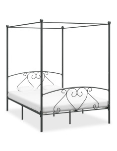 Giroletto Baldacchino senza Materasso Grigio 140x200 cm Metallo