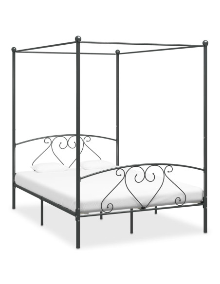 Giroletto Baldacchino senza Materasso Grigio 140x200 cm Metallo