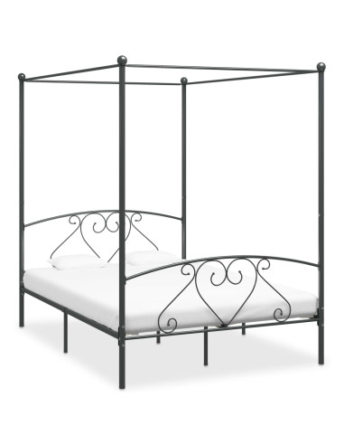 Giroletto Baldacchino senza Materasso Grigio 160x200 cm Metallo