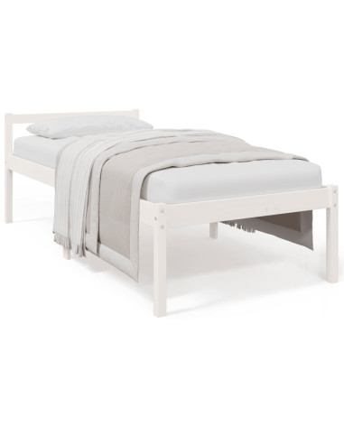 Letto per Anziani Bianco 75x190 cm Small Single Legno di Pino