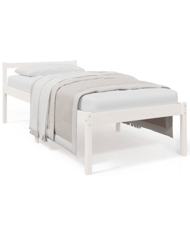 Letto per Anziani Bianco 90x190 cm Single in Legno di Pino
