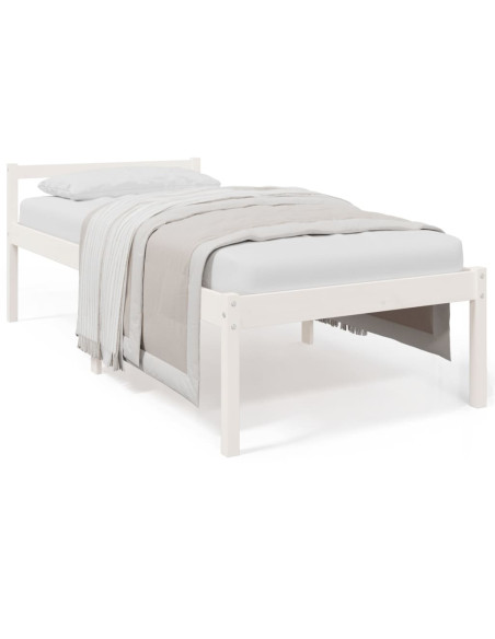 Letto per Anziani Bianco 90x190 cm Single in Legno di Pino
