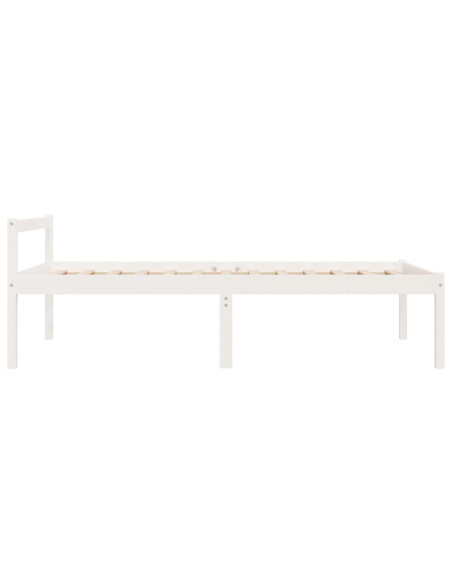 Letto per Anziani Bianco 90x190 cm Single in Legno di Pino