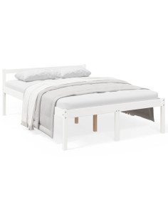 Letto per Anziani Bianco 120x190 cm Small Double Legno di Pino 2