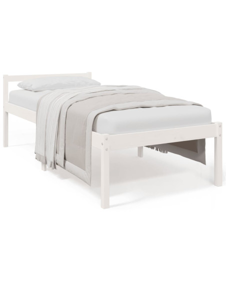 Letto per Anziani Bianco 90x200 cm in Legno Massello di Pino