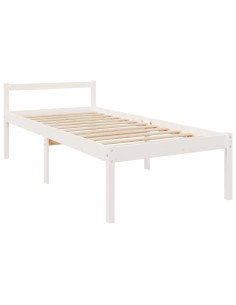 Letto per Anziani Bianco 90x200 cm in Legno Massello di Pino 2