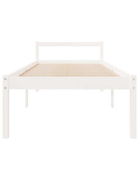 Letto per Anziani Bianco 90x200 cm in Legno Massello di Pino