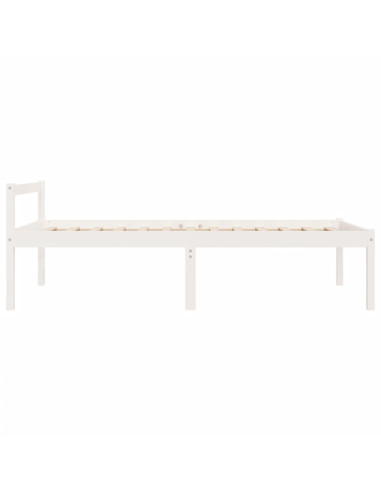 Letto per Anziani Bianco 90x200 cm in Legno Massello di Pino