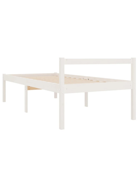 Letto per Anziani Bianco 90x200 cm in Legno Massello di Pino