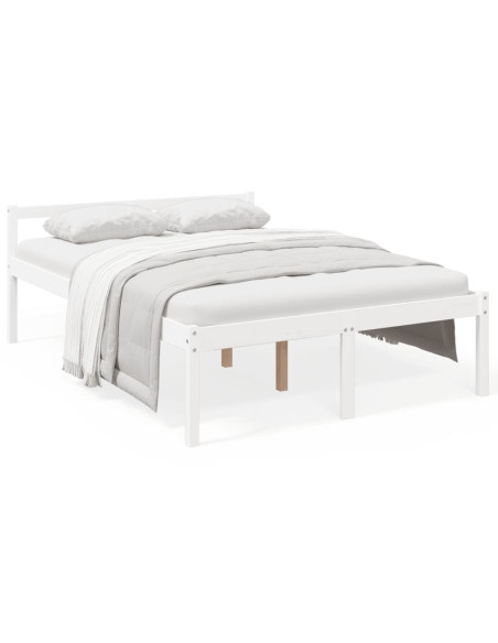 Letto per Anziani Bianco 140x200 cm in Legno Massello di Pino