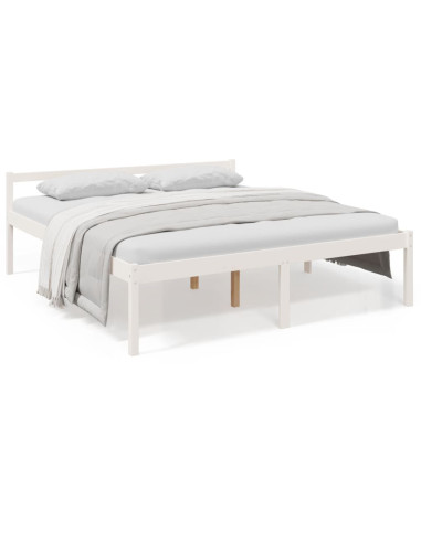 Letto per Anziani Bianco 180x200 cm Super King Legno di Pino