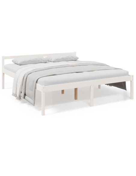 Letto per Anziani Bianco 180x200 cm Super King Legno di Pino