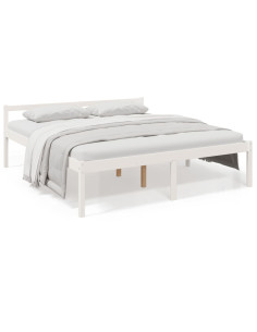 Letto per Anziani Bianco 200x200 cm in Legno Massello di Pino