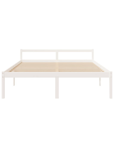 Letto per Anziani Bianco 200x200 cm in Legno Massello di Pino