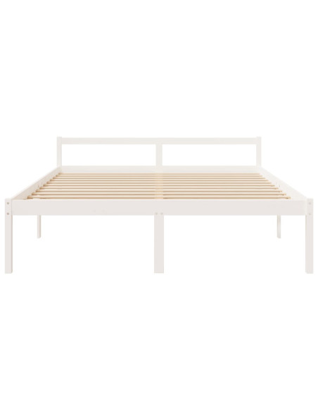 Letto per Anziani Bianco 200x200 cm in Legno Massello di Pino