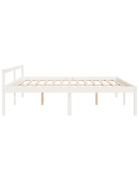 Letto per Anziani Bianco 200x200 cm in Legno Massello di Pino