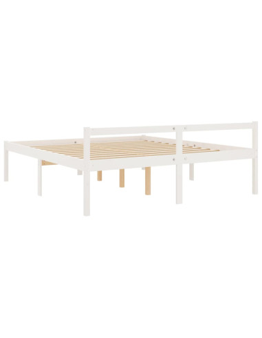 Letto per Anziani Bianco 200x200 cm in Legno Massello di Pino