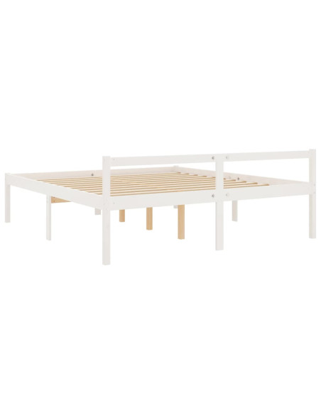 Letto per Anziani Bianco 200x200 cm in Legno Massello di Pino