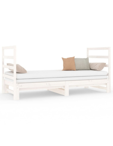 Dormeuse Estraibile Bianca 2x(90x190) cm Legno Massello di Pino