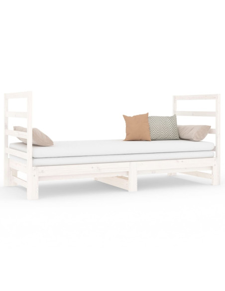 Dormeuse Estraibile Bianca 2x(90x190) cm Legno Massello di Pino