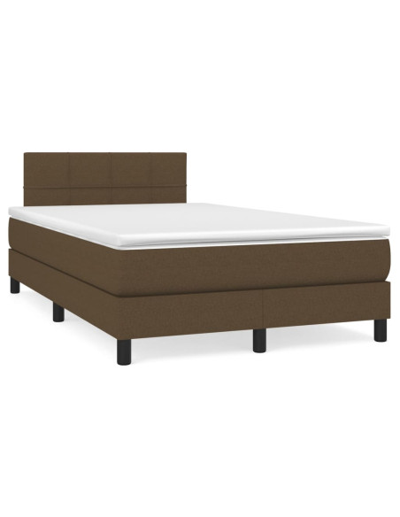 Giroletto a Molle con Materasso Marrone Scuro 120x200cm Tessuto