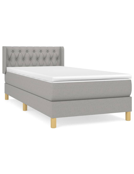 Giroletto a Molle con Materasso Grigio Chiaro 90x190 cm Tessuto