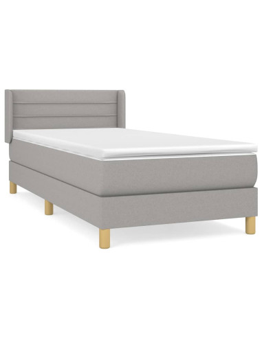 Giroletto a Molle con Materasso Grigio Chiaro 90x190 cm Tessuto