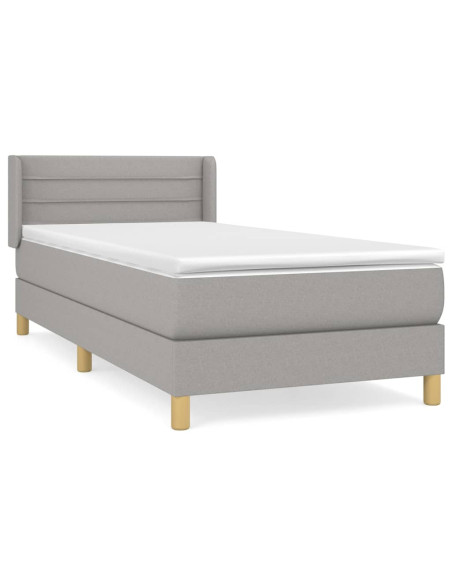 Giroletto a Molle con Materasso Grigio Chiaro 90x190 cm Tessuto