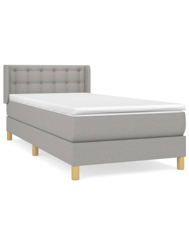 Giroletto a Molle con Materasso Grigio Chiaro 90x190 cm Tessuto