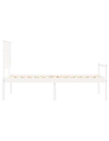 Letto per Anziani con Testiera Bianco 90x200 cm Legno Massello