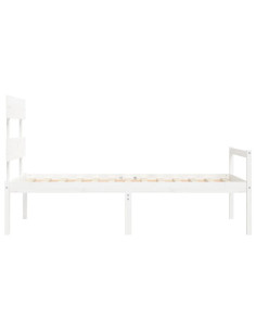 Letto per Anziani con Testiera Bianco 90x200 cm Legno Massello