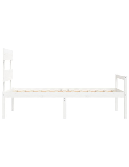 Letto per Anziani con Testiera Bianco 90x200 cm Legno Massello