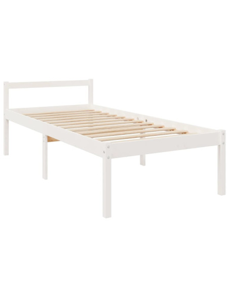 Letto per Anziani con Testiera Bianco 90x200 cm Legno Massello
