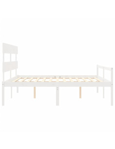 Letto per Anziani con Testiera Bianco 200x200 cm Legno Massello