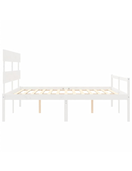 Letto per Anziani con Testiera Bianco 200x200 cm Legno Massello