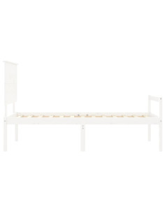 Letto per Anziani con Testiera Bianco Single in Legno Massello