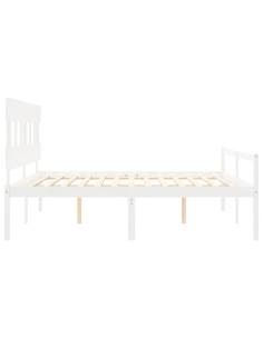 Letto per Anziani con Testiera Bianco 200x200 cm Legno Massello