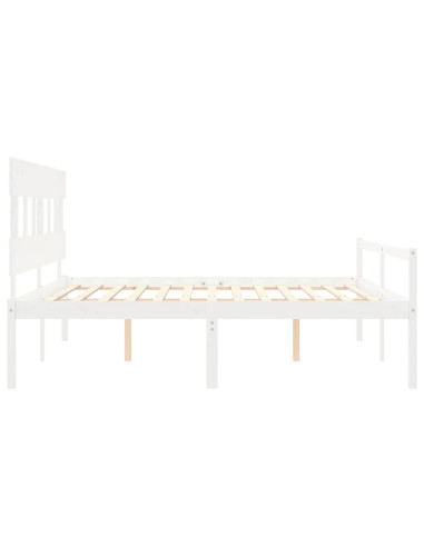 Letto per Anziani con Testiera Bianco 200x200 cm Legno Massello