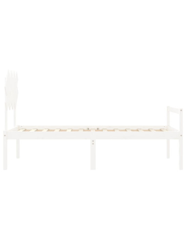 Letto per Anziani con Testiera Bianco 90x200 cm Legno Massello