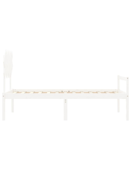 Letto per Anziani con Testiera Bianco 90x200 cm Legno Massello