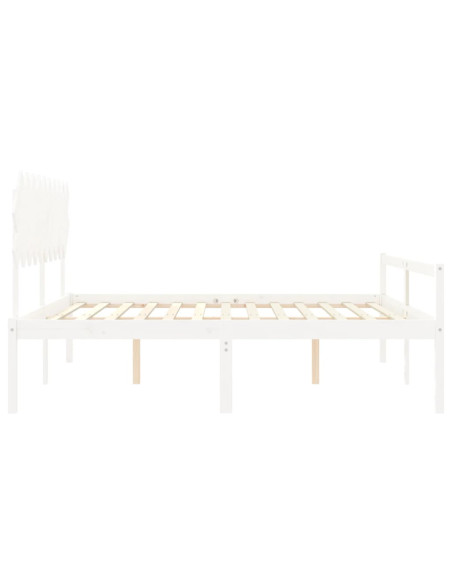 Letto per Anziani con Testiera Bianco 200x200 cm Legno Massello