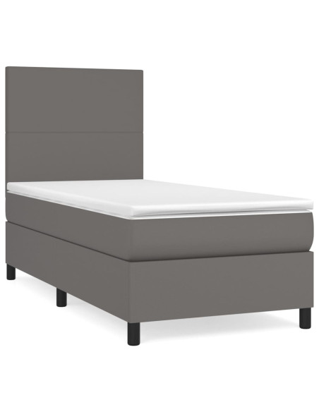 Giroletto a Molle con Materasso Grgio 80x200 cm in Similpelle