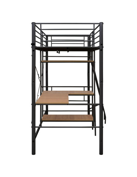 Letto a Castello con Tavolino Grigio in Metallo 90x200 cm