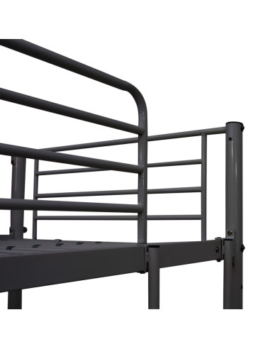 Letto a Castello con Tavolino Grigio in Metallo 90x200 cm