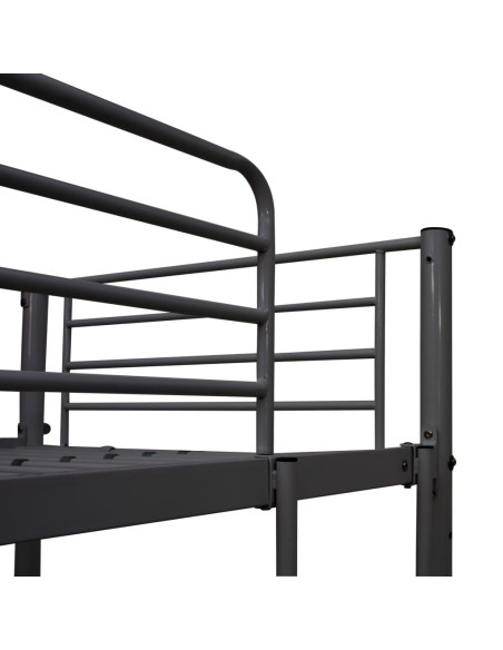 Letto a Castello con Tavolino Grigio in Metallo 90x200 cm