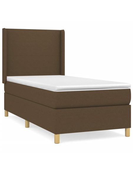 Giroletto a Molle con Materasso Marrone Scuro 90x190cm Tessuto