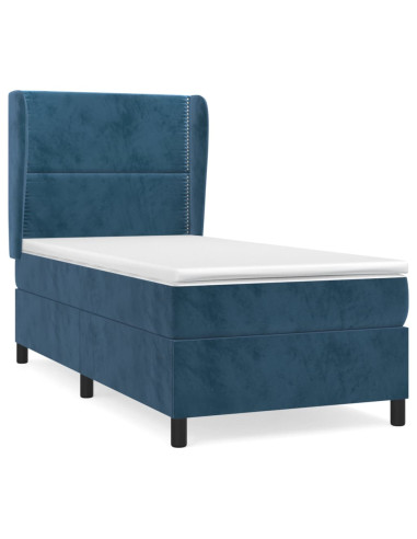 Giroletto a Molle con Materasso Blu Scuro 80x200 cm in Velluto