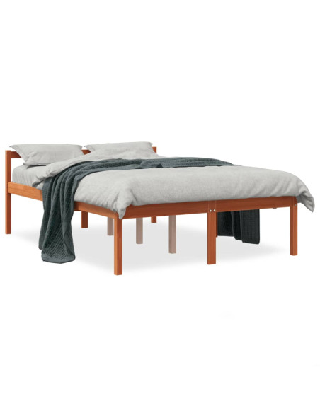 Letto per Anziani Marrone Cera 140x190 cm Legno Massello Pino