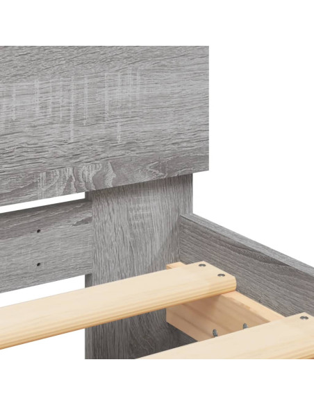 Giroletto con Testiera e LED Grigio Sonoma 75x190 cm