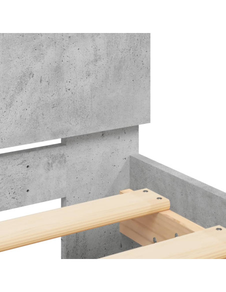 Giroletto con Testiera e LED Grigio Cemento 160x200 cm